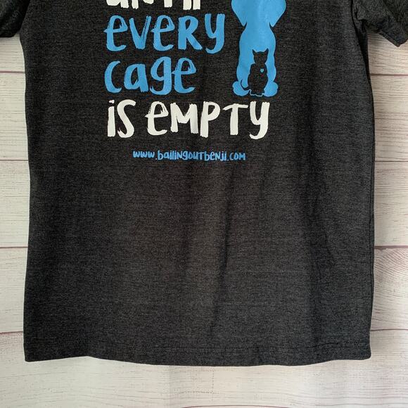 Bailing Out Benji Charcoal Gray Graphic T Shirt UNTIL EVERY CAGE IS EMPTY Size M - Picture 3 of 15